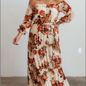 ISABEL FALL FLORAL OFF SHOULDER MAXI DRESS
